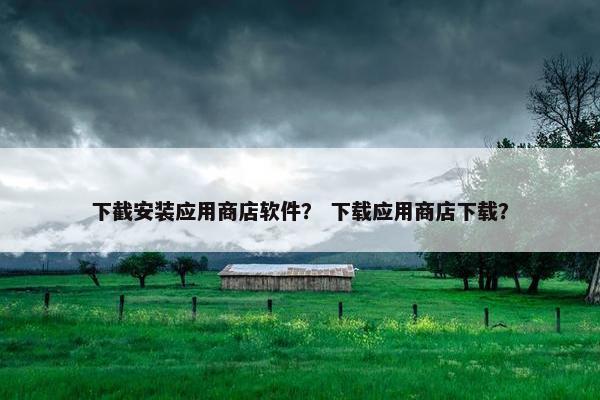 下截安装应用商店软件？ 下载应用商店下载？