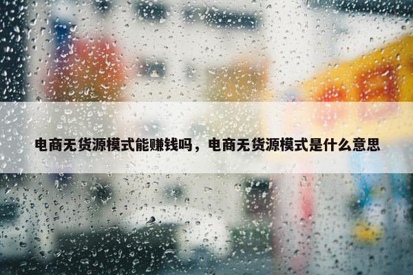 电商无货源模式能赚钱吗，电商无货源模式是什么意思