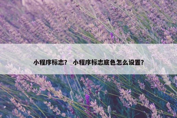 小程序标志？ 小程序标志底色怎么设置？