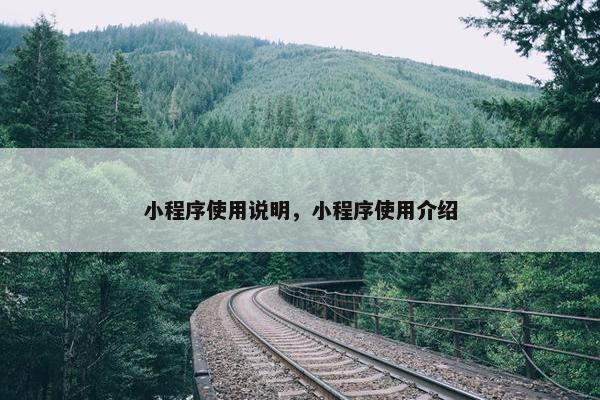 小程序使用说明，小程序使用介绍