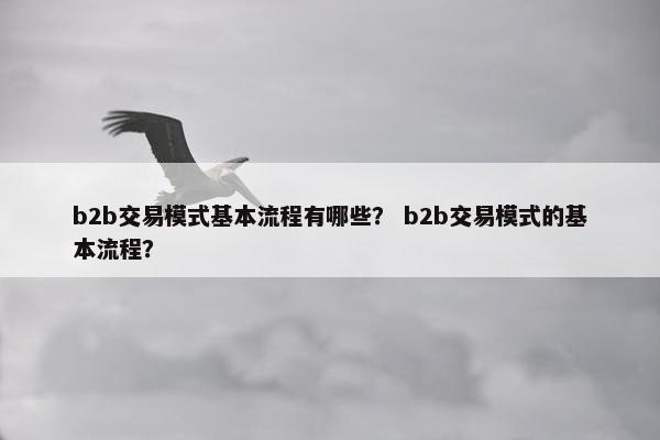 b2b交易模式基本流程有哪些？ b2b交易模式的基本流程？