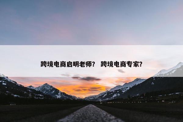 跨境电商启明老师？ 跨境电商专家？