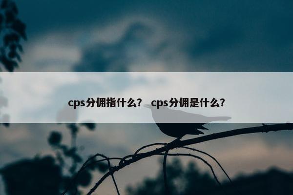 cps分佣指什么？ cps分佣是什么？