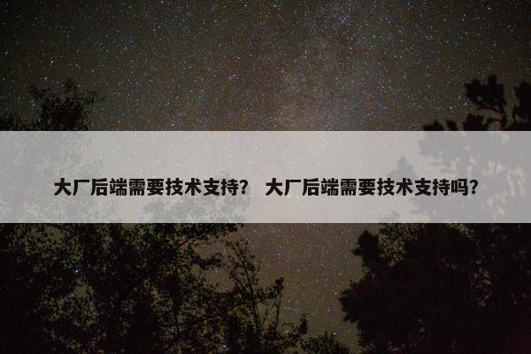大厂后端需要技术支持？ 大厂后端需要技术支持吗？