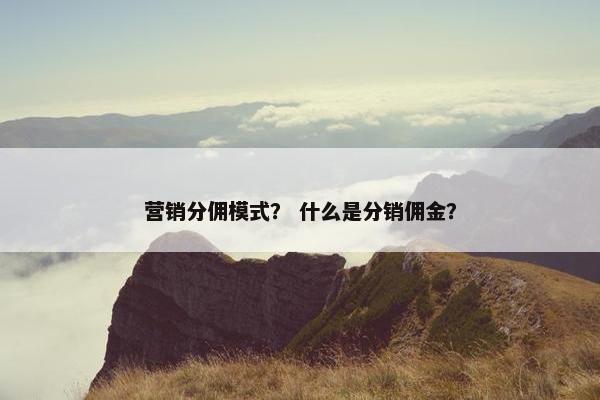 营销分佣模式？ 什么是分销佣金？