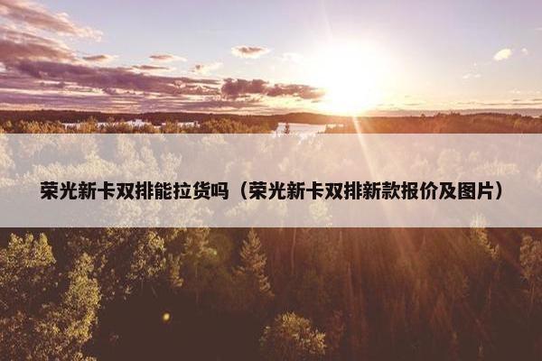 荣光新卡双排能拉货吗（荣光新卡双排新款报价及图片）