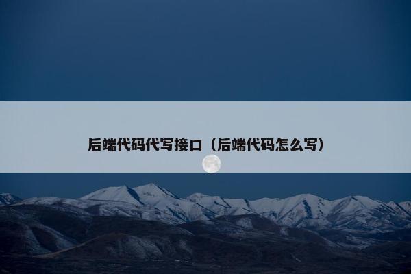 后端代码代写接口（后端代码怎么写）