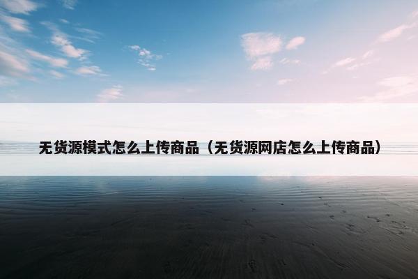 无货源模式怎么上传商品（无货源网店怎么上传商品）