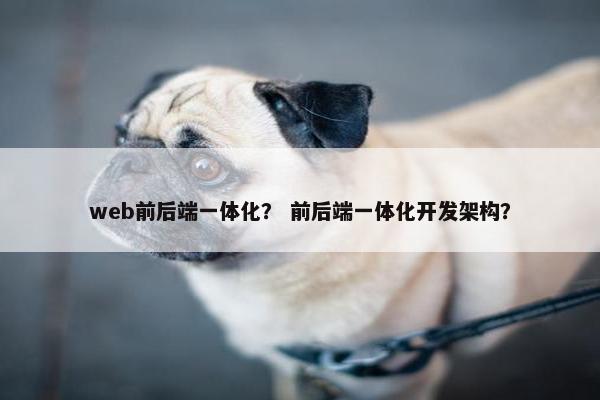web前后端一体化？ 前后端一体化开发架构？