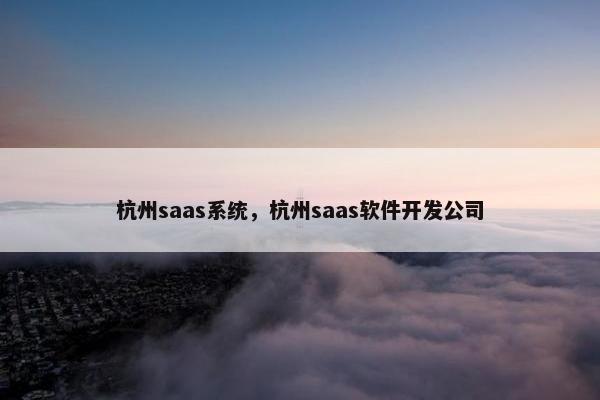 杭州saas系统，杭州saas软件开发公司