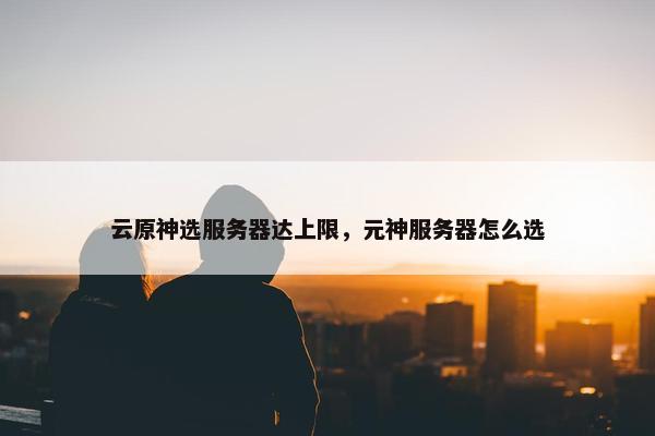 云原神选服务器达上限，元神服务器怎么选