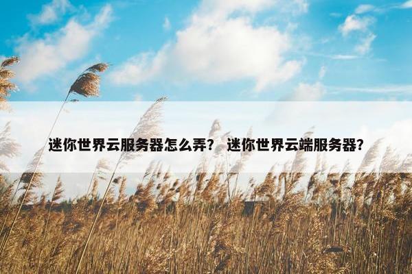 迷你世界云服务器怎么弄？ 迷你世界云端服务器？