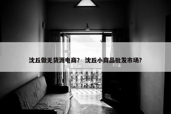 沈丘做无货源电商？ 沈丘小商品批发市场？