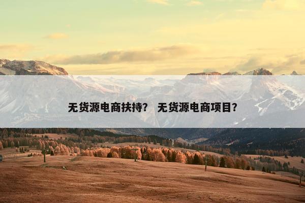 无货源电商扶持？ 无货源电商项目？