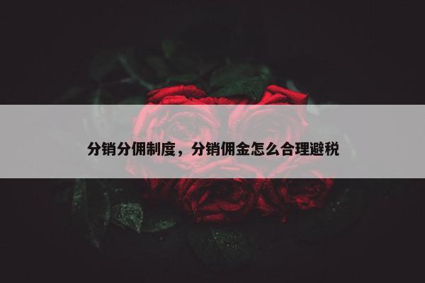 分销分佣制度，分销佣金怎么合理避税