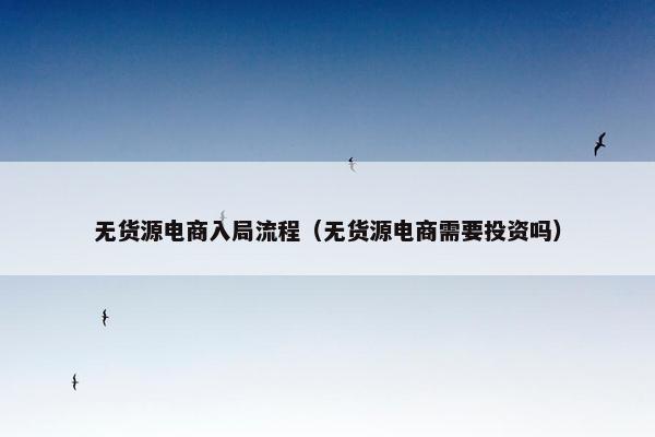 无货源电商入局流程（无货源电商需要投资吗）
