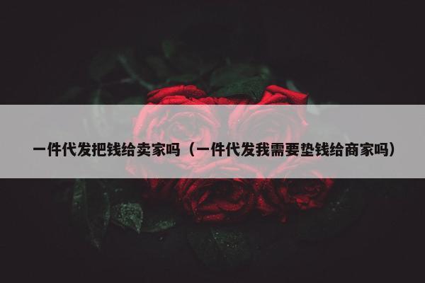 一件代发把钱给卖家吗（一件代发我需要垫钱给商家吗）
