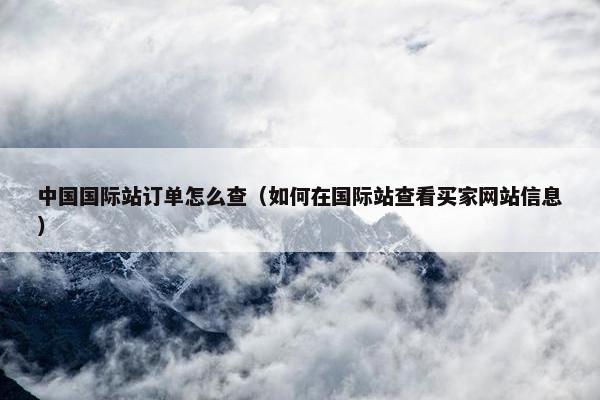 中国国际站订单怎么查（如何在国际站查看买家网站信息）