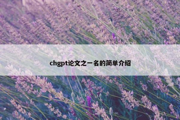 chgpt论文之一名的简单介绍