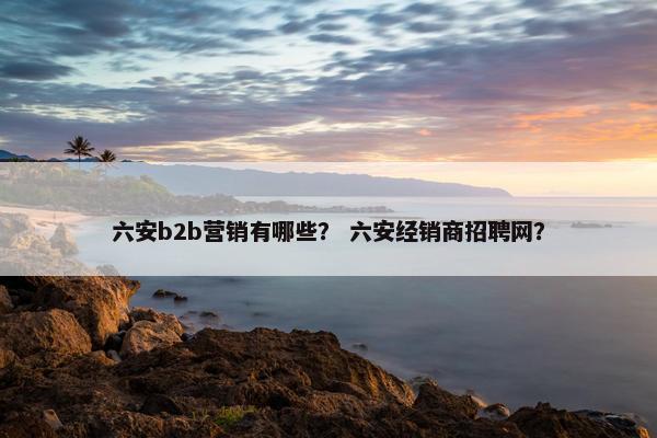 六安b2b营销有哪些？ 六安经销商招聘网？