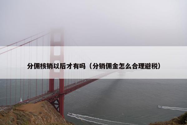 分佣核销以后才有吗（分销佣金怎么合理避税）