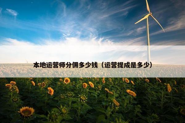 本地运营师分佣多少钱（运营提成是多少）
