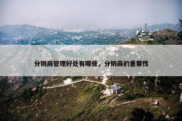 分销商管理好处有哪些，分销商的重要性
