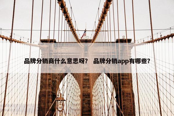 品牌分销商什么意思呀？ 品牌分销app有哪些？