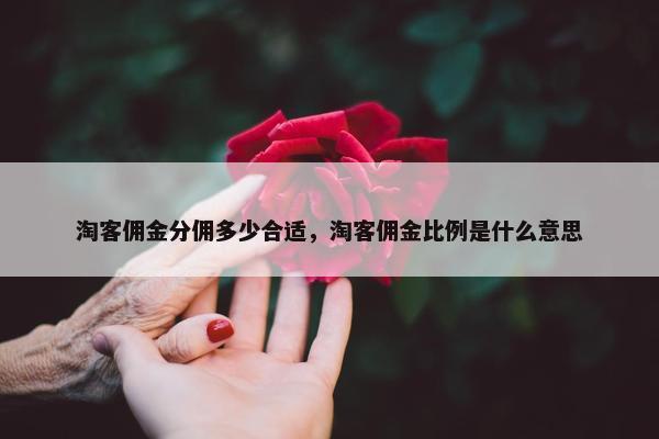 淘客佣金分佣多少合适，淘客佣金比例是什么意思