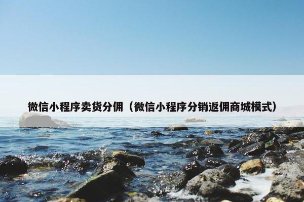 微信小程序卖货分佣（微信小程序分销返佣商城模式）