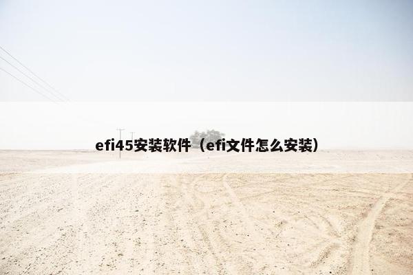 efi45安装软件（efi文件怎么安装）