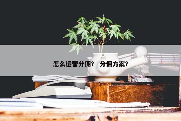 怎么运营分佣？ 分佣方案？