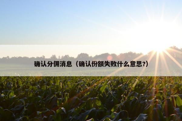 确认分佣消息（确认份额失败什么意思?）