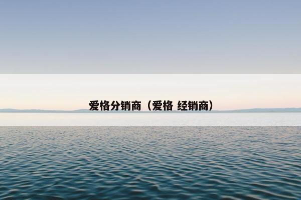 爱格分销商(爱格 经销商)