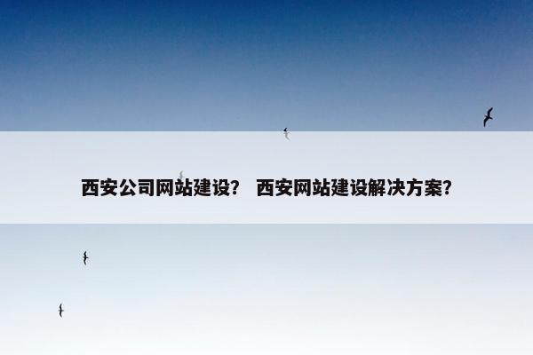 西安公司网站建设? 西安网站建设解决方案?