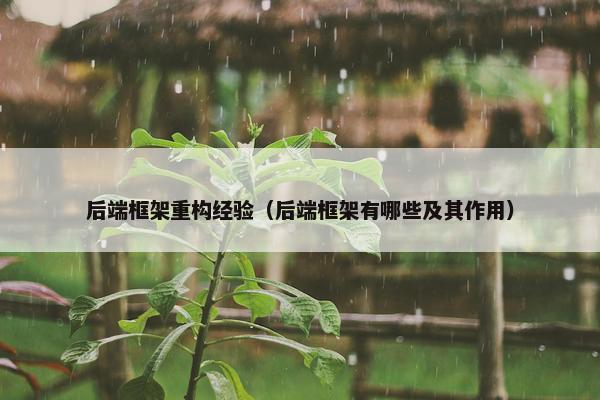后端框架重构经验(后端框架有哪些及其作用) 后端框架重构经验(后端框架有哪些及其作用)