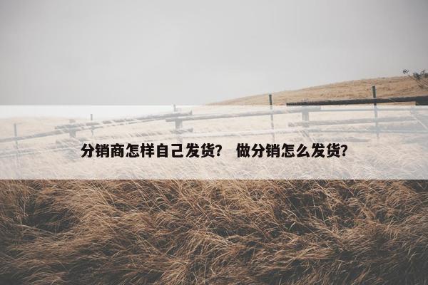 分销商怎样自己发货? 做分销怎么发货?