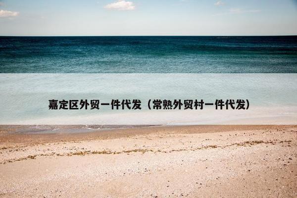 嘉定区外贸一件代发(常熟外贸村一件代发)