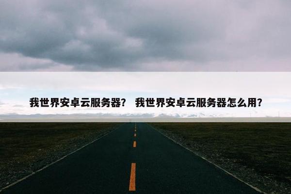 我世界安卓云服务器? 我世界安卓云服务器怎么用?