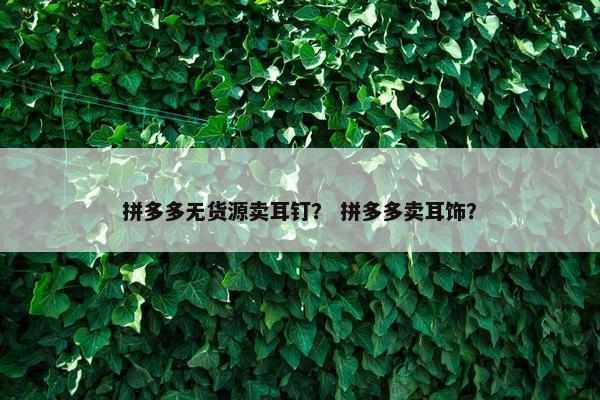拼多多无货源卖耳钉? 拼多多卖耳饰?