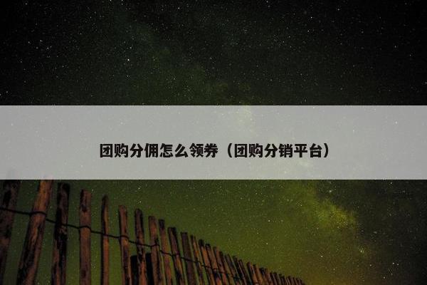 团购分佣怎么领券(团购分销平台)