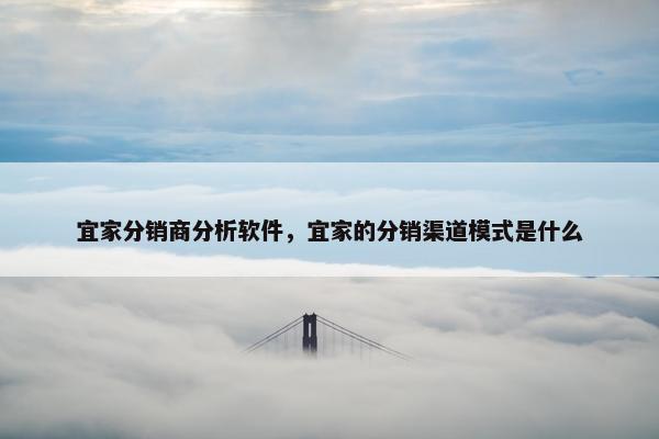 宜家分销商分析软件，宜家的分销渠道模式是什么