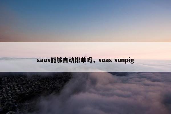 saas能够自动排单吗,saas sunpig