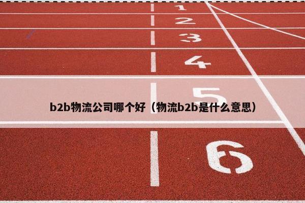 b2b物流公司哪个好（物流b2b是什么意思）