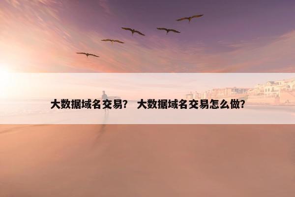 大数据域名交易? 大数据域名交易怎么做?