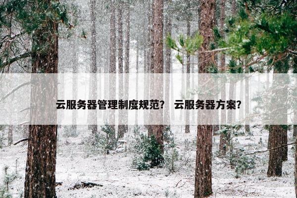 云服务器管理制度规范？ 云服务器方案？