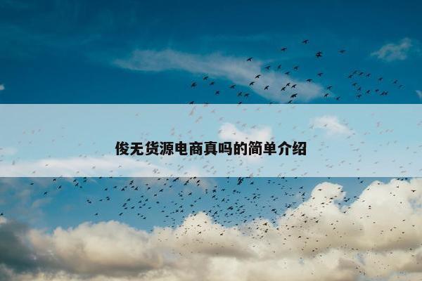 俊无货源电商真吗的简单介绍