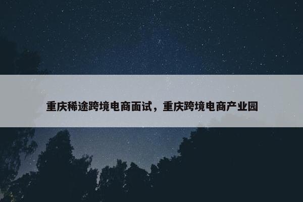 重庆稀途跨境电商面试，重庆跨境电商产业园