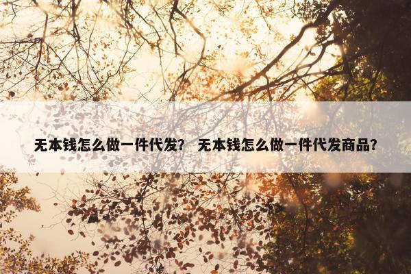 无本钱怎么做一件代发？ 无本钱怎么做一件代发商品？