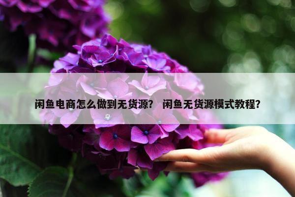 闲鱼电商怎么做到无货源？ 闲鱼无货源模式教程？